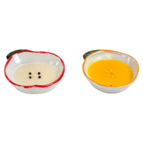 CANDLE HOLDER W/CANDLE FRUITSHAPE CERAMIC