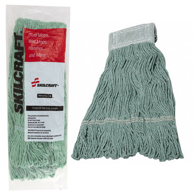 MOP HEAD 24OZ GREEN SKILCRAFT ANTI-MICROBIAL 7INCH HEAD BAND 4PLY SYNTHETIC YARN LOOPED