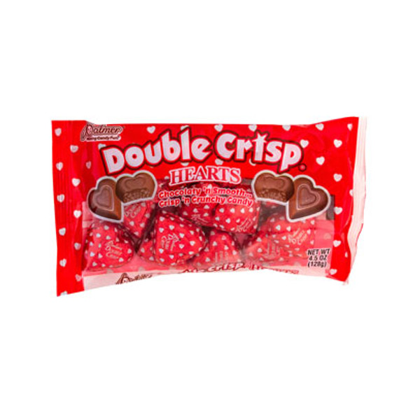 VALENTINE CANDY DOUBLE CRISP HEARTS FOIL WRAPPED 4.5 OZ BAG VALENTINE CANDY DOUBLE CRISP HEARTS FOIL WRAPPED 4.5 OZ BAG