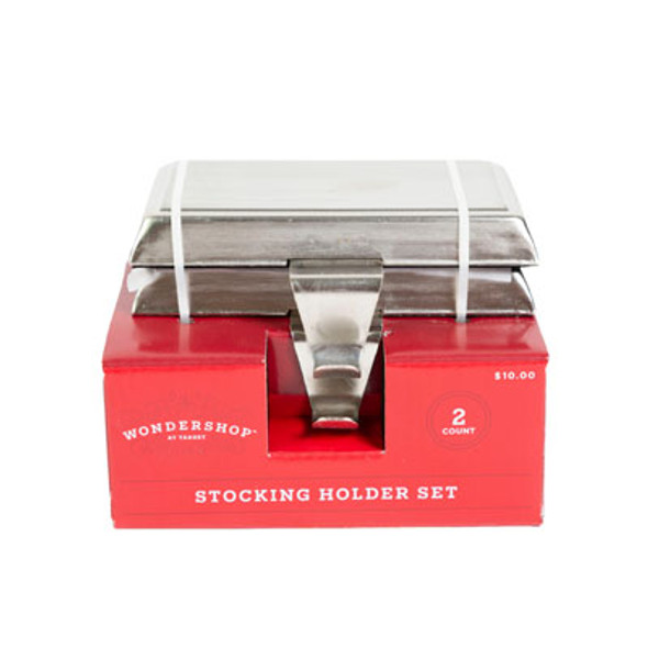 WONDERSHOP CHRISTMAS STOCKING HOLDER SET 2CT PP $10.00 SILVER