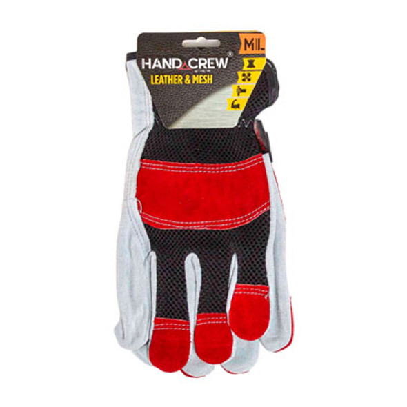 GLOVES COWHIDE LEATHER M/L W/MESH HANDCREW CARDED *9.98* REF# HG-3153ML GLOVES COWHIDE LEATHER M/L W/MESH HANDCREW CARDED *9.98* REF# HG-3153ML