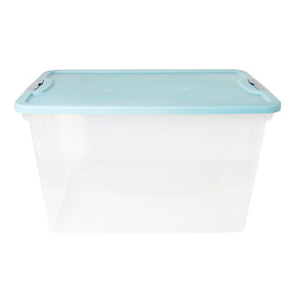STORAGE CONTAINER 64QT LATCHING CLEAR/BLUE 23.5X16.125X13.5 STORAGE CONTAINER 64QT LATCHING CLEAR/BLUE 23.5X16.125X13.5