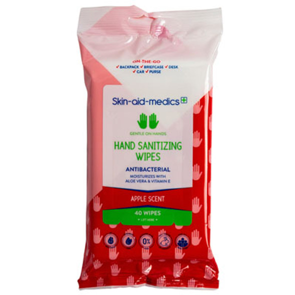 WIPES 40CT ANTIBAC APPLE HAND SANITIZING SKIN AID MEDICSIN 6PC PDQ
