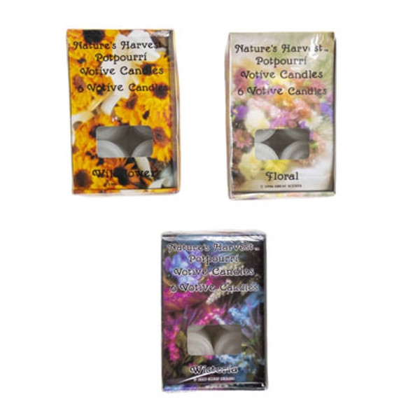 VOTIVE CANDLES WHITE 6PK ASSORTED