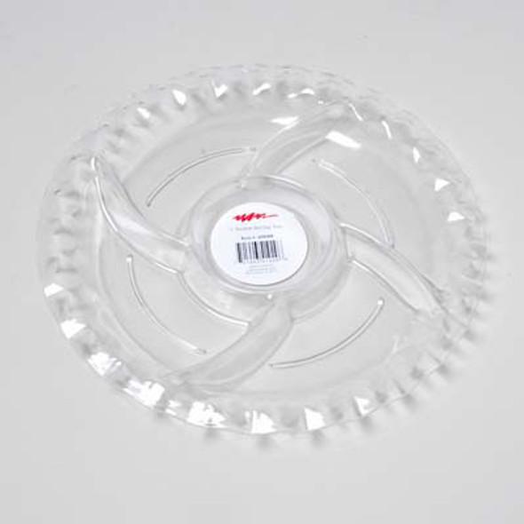 SERVING TRAY ROUND 5 SECTION CLEAR 11IN DIA IN WHITE CASE CUT CARTON 172G/LABEL SERVING TRAY ROUND 5 SECTION CLEAR 11IN DIA IN WHITE CASE CUT CARTON 172G/LABEL
