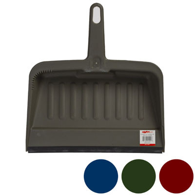 DUST PAN W/RUBBER LIP 12IN HEAVY DUTY 4 COLORS