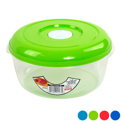 FOOD STORAGE CONTAINER W/AIRVENT 3QT 4 COLOR LIDS IN PDQ CLEAR BOTTOM #VENT OMEGA 5