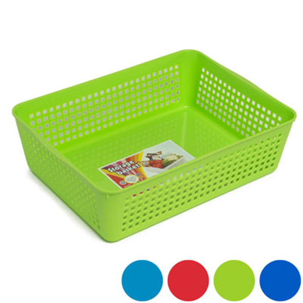 STORAGE BASKET RECTANGULAR SLOTTED 4 COLORS IN PDQ 12 X 8.66 X 3.44 #GLORY 103