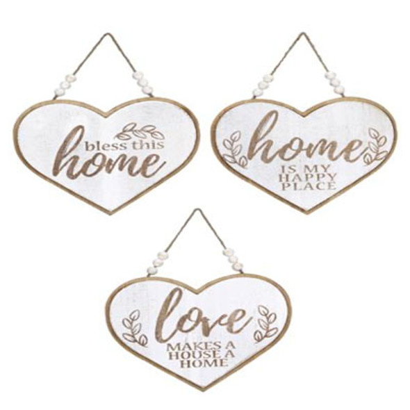 WALL SIGN HEART W/BLESSING BEADS 3ASST 10X.5X8.5 ($8.00)