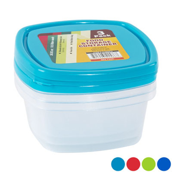 FOOD STORAGE CONTAINER SQUARE 3PK 4 COLORS LIDS/CLEAR BOTTOMS IN PDQ #GOLDEN CONTAINER #1 FOOD STORAGE CONTAINER SQUARE 3PK 4 COLORS LIDS/CLEAR BOTTOMS IN PDQ #GOLDEN CONTAINER #1