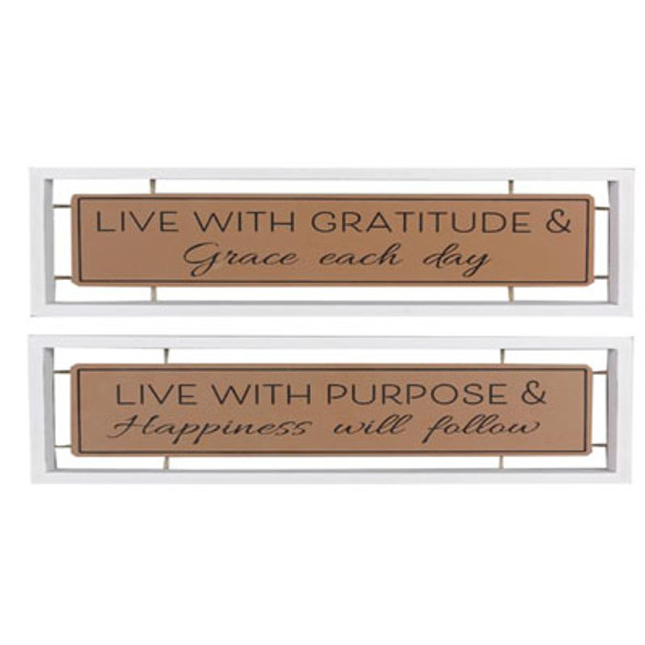 TABLE SIGN WOOD/FAUX LEATHER 2ASST 13.39X1.5X4.33 ($6.00)