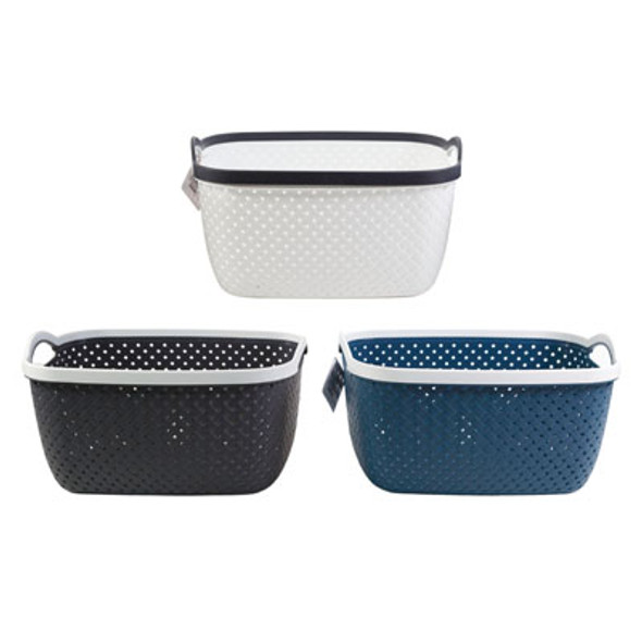 STORAGE BASKET RECT W/HANDLE 5.2 X 11.7 X 5.9  3 ASST COLORS