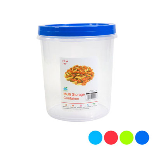 STORAGE CONTAINER 7.3 QT 7.0L SCREW TOP 4 COLOR LIDS CLEAR BOTTOM #CRYSTAL 8 - 14781 STORAGE CONTAINER 7.3 QT 7.0L SCREW TOP 4 COLOR LIDS CLEAR BOTTOM #CRYSTAL 8 - 14781