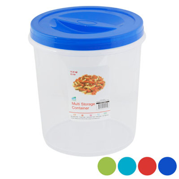 STORAGE CONTAINER 15.8 QT 15.0L SCREW TOP 4 COLOR LIDS CLEAR BOTTOM #CRYSTAL 10 - 14801