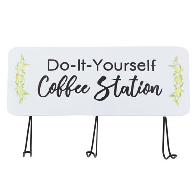 WALL SIGN 15.5 COFFEE STATIONW/HOOKS (5.20)