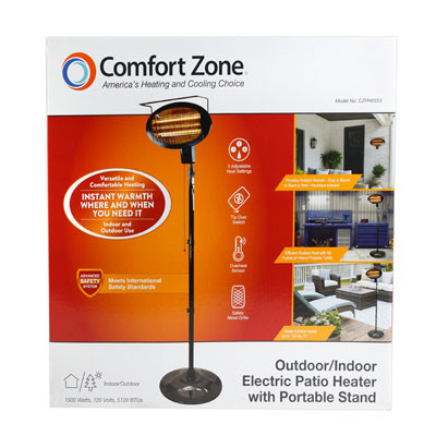 PATIO HEATER ELECTRIC INDOOR/OUTDOOR W/PORTABLE STAND 1500WAT CZPH05S3