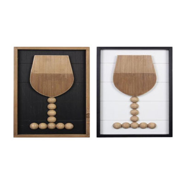 WALL ART WINE GLASS W/BLESSING BEADS WOOD FRAMED 2ASST 9.75X1.25X15.75 ($11.25)
