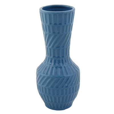VASE 8IN BLUE CERAMIC