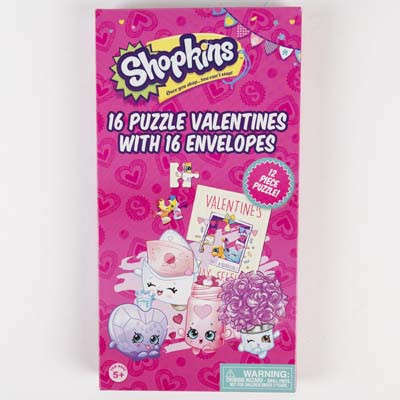 VALENTINE PUZZLES 16CT SHOPKINS BOXED