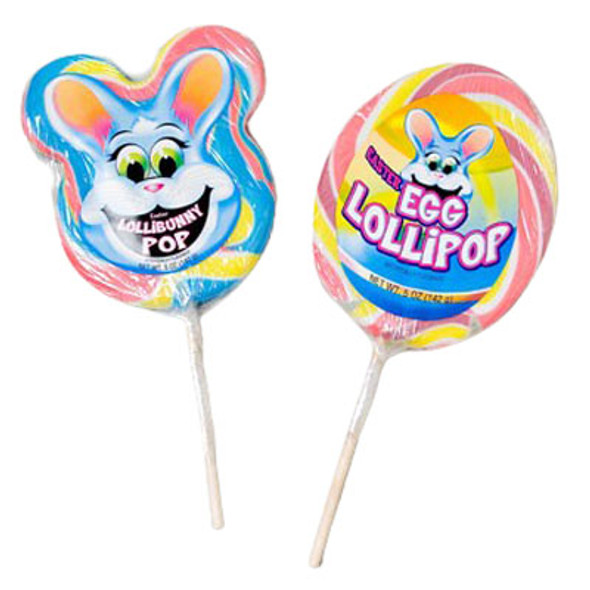 EASTER CANDY BUNNY OR EGG SHAPE SPIRAL LOLLIPOP 4.5OZ/12PC PDQ DISPLAY EASTER CANDY BUNNY OR EGG SHAPE SPIRAL LOLLIPOP 4.5OZ/12PC PDQ DISPLAY