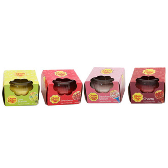 CANDLE 3OZ FRUIT ASSORTED CHUPA CHUPS GLOBE