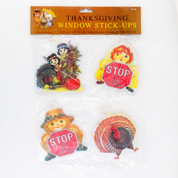 WINDOW DECORATION THANKSGIVING 4PK SUCTION CUPS PP $5.00 WINDOW DECORATION THANKSGIVING 4PK SUCTION CUPS PP $5.00