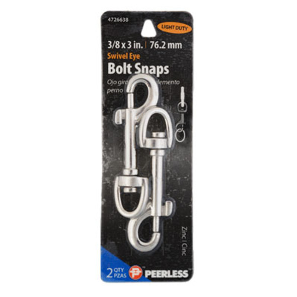 BOLT SNAP 2PK SWIVEL EYE PEERLESS 3/8X3 CARDED BOLT SNAP 2PK SWIVEL EYE PEERLESS 3/8X3 CARDED