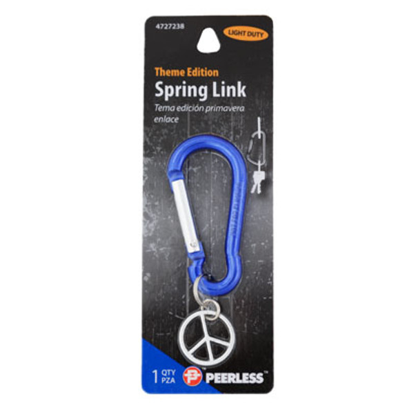 SPRING LINK W/PEACE SIGN ALUMINUM PEERLESS CARDED SPRING LINK W/PEACE SIGN ALUMINUM PEERLESS CARDED