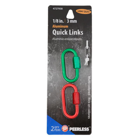 QUICK LINKS 2PK RED/GREEN PEERLESS ALUMINUM CARDED QUICK LINKS 2PK RED/GREEN PEERLESS ALUMINUM CARDED