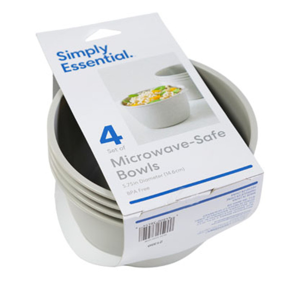 BOWLS 4PK MICROWAVABLE GRAY PLASTIC *9.00* SIMPLY ESSENTIAL BOWLS 4PK MICROWAVABLE GRAY PLASTIC *9.00* SIMPLY ESSENTIAL