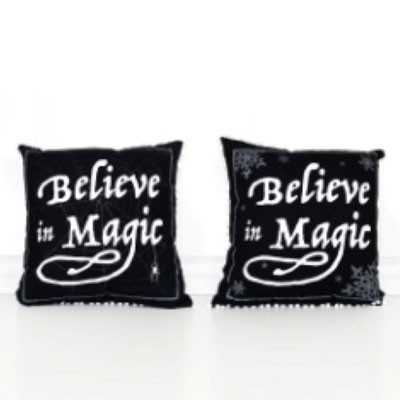PILLOW 20X20 BELIEVE MAGIC SNOWSPIDER BLACK/GRAY/WHITE ($26.00)