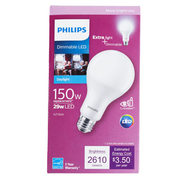 LIGHT BULB A21 LED 29=150W PHILIPS MED BASE DAYLIGHT LIGHT BULB A21 LED 29=150W PHILIPS MED BASE DAYLIGHT