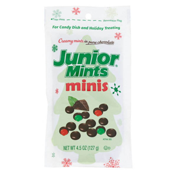 JUNIOR MINTS HOLIDAY MINIS 4.5 OZ STAND UP BAG COUNTER DISPLAY JUNIOR MINTS HOLIDAY MINIS 4.5 OZ STAND UP BAG COUNTER DISPLAY