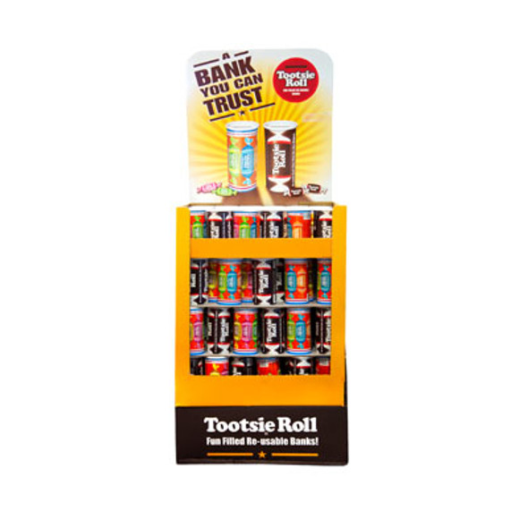 TOOTSIE ROLL BANK 2 ASST 4 OZ IN 120 CT FLOOR DISPLAY 30 FRUIT ROLL AND 90 TOOTSIE ROLL TOOTSIE ROLL BANK 2 ASST 4 OZ IN 120 CT FLOOR DISPLAY 30 FRUIT ROLL AND 90 TOOTSIE ROLL