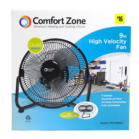 FAN 9IN HIGH VELOCITY 3 SPEED METAL CRADLE LITHO BOXED PP $16CZHV9BDG FAN 9IN HIGH VELOCITY 3 SPEED METAL CRADLE LITHO BOXED PP $16CZHV9BDG