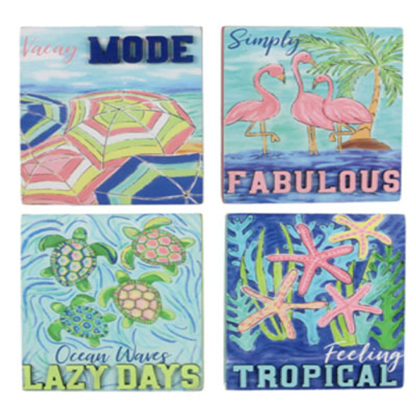 BOX SIGN TROPICAL WOOD 4ASST 6X1X7 ($4.75)