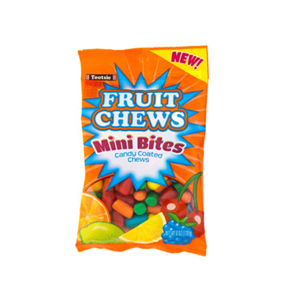 CANDY FRUIT CHEWS MINI BITES 6 OZ PEG BAG CANDY FRUIT CHEWS MINI BITES 6 OZ PEG BAG