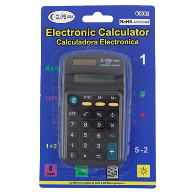 CALCULATOR ELECTRONIC BLACKCARDED PEGGABLE