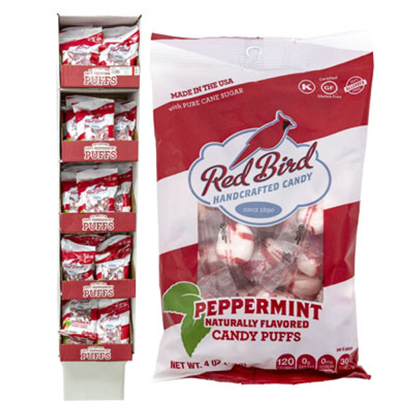 MINTS SOFT PEPPERMINT PUFFS 4 OZ BAG IN 60CT SHIPPER MINTS SOFT PEPPERMINT PUFFS 4 OZ BAG IN 60CT SHIPPER