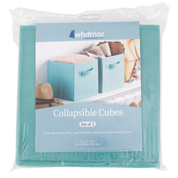 STORAGE CUBE 2PC SET TURQUOISE10X10 COLLAPSIBLE CANVAS REF: 6880-907-2-TURQ