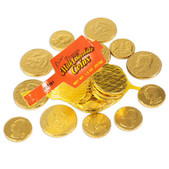 CANDY MILK CHOCOLATE COINS MESH BAG 1.5OZ IN 12 PC PDQ CANDY MILK CHOCOLATE COINS MESH BAG 1.5OZ IN 12 PC PDQ