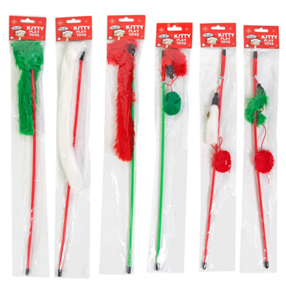 CAT TOY CHRISTMAS WAND 8 ASST STYLES 3 COLORS IN PDQ CARD HEADER CAT TOY CHRISTMAS WAND 8 ASST STYLES 3 COLORS IN PDQ CARD HEADER