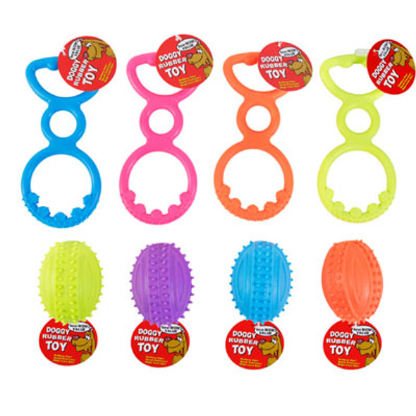 DOG TOY RUBBER & TPR 2 STYLES5 COLORS IN PDQHANG TAG #GT11014