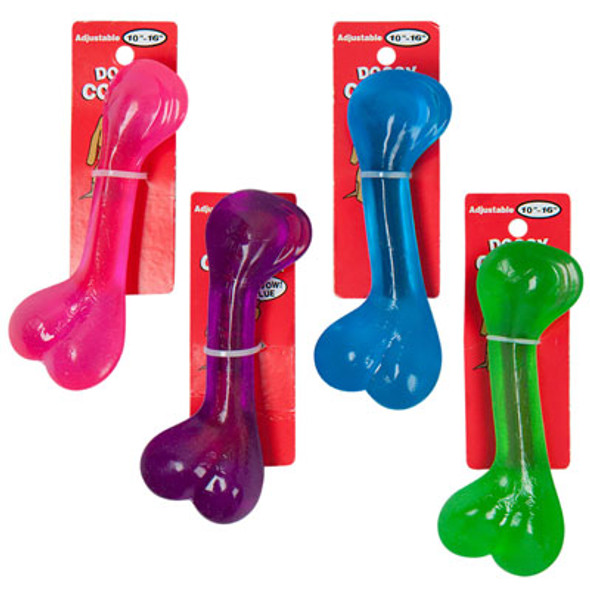 DOG TOY TPR BONE 6 INCH 4 COLORS IN PDQ #GT11190