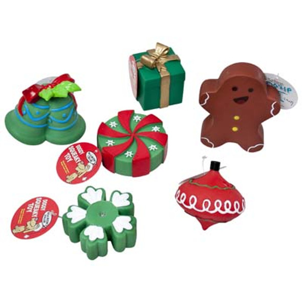 DOG TOY CHRISTMAS VINYL W/SQUKR 6 ASSORTED IN PDQ#S20279