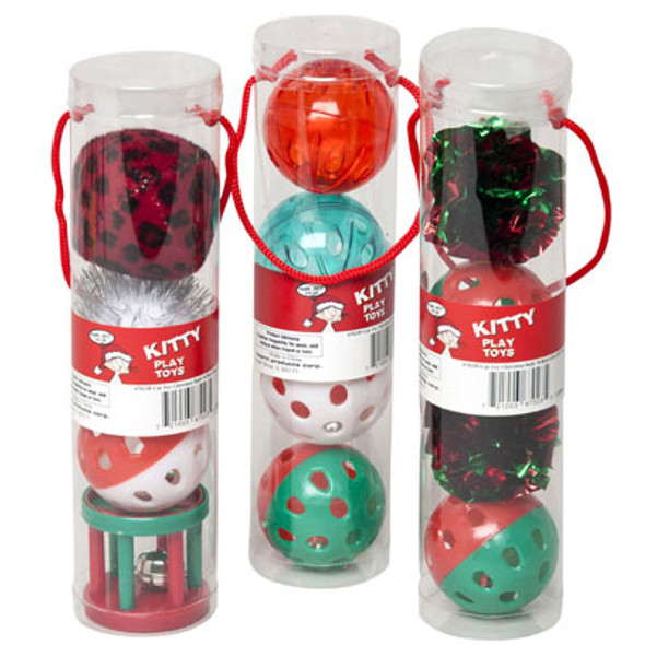 CAT TOY CHRISTMAS WITH BELLS 4PC PVC TUBE IN PDQ #CT10064 CAT TOY CHRISTMAS WITH BELLS 4PC PVC TUBE IN PDQ #CT10064