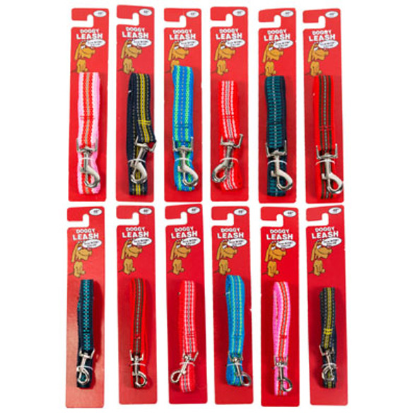 DOG LEASH RANDOM REFELCTIVECOLORS 2 SIZES CARDED/PEGGABLESMALL/XLARGE