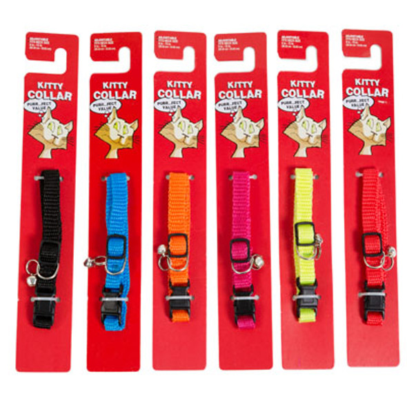 CAT COLLAR WITH BELLS ADJUSTABLE ASSORTED SOLID COLORS CAT COLLAR WITH BELLS ADJUSTABLE ASSORTED SOLID COLORS