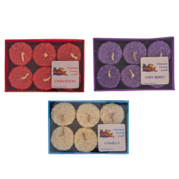 VOTIVE CANDLES FROSTED ASST SCENTS 6PK