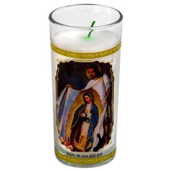 CANDLE 5.5" RELIGIOUS COMET GLASS ST. JUAN DIEGO CANDLE 5.5" RELIGIOUS COMET GLASS ST. JUAN DIEGO